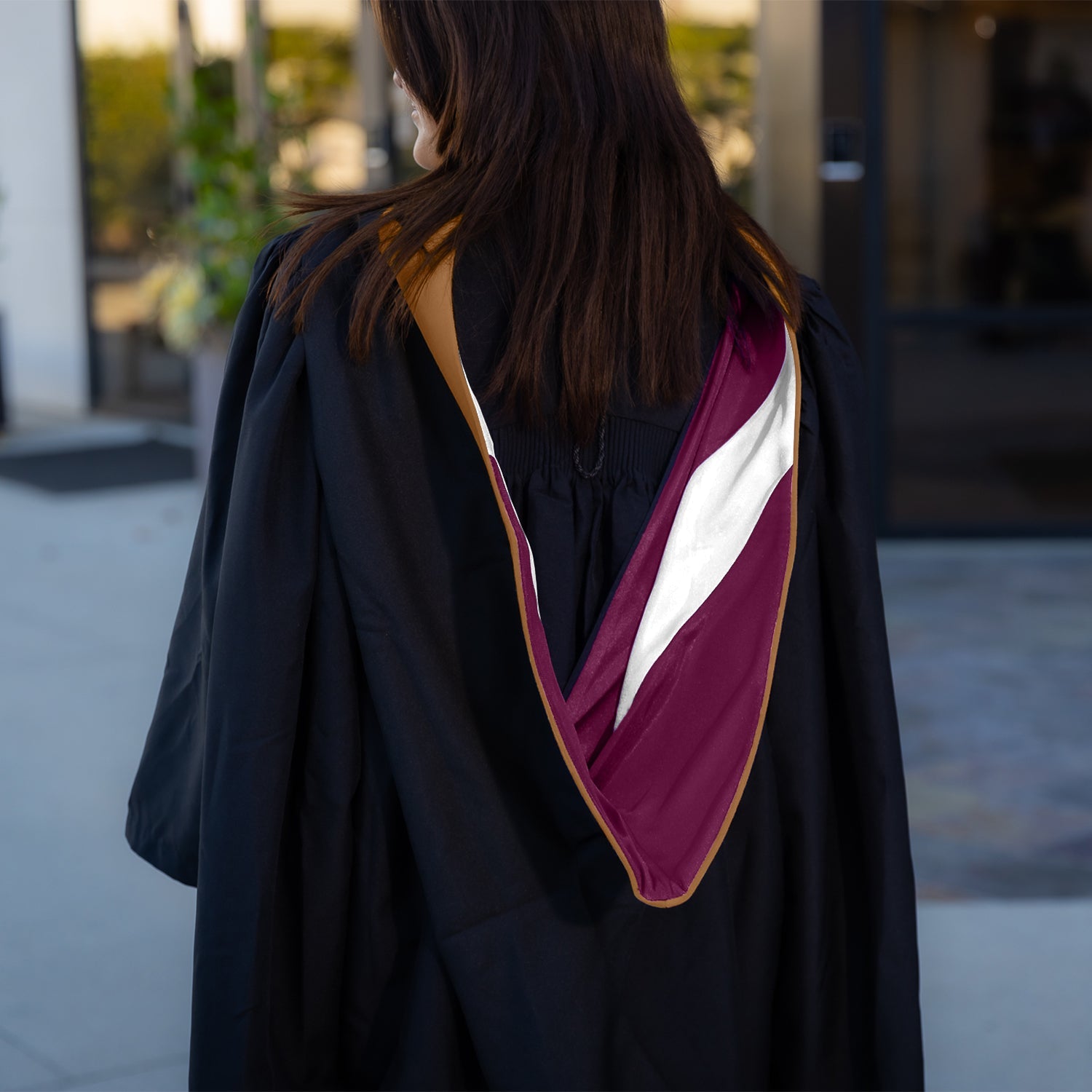 Masters Hood For Business, Accounting, Commerce, Industrial, Labor Relations - Drab/Maroon/White - Endea Graduation