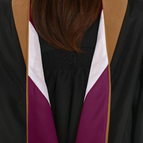 Masters Hood For Business, Accounting, Commerce, Industrial, Labor Relations - Drab/Maroon/White - Endea Graduation