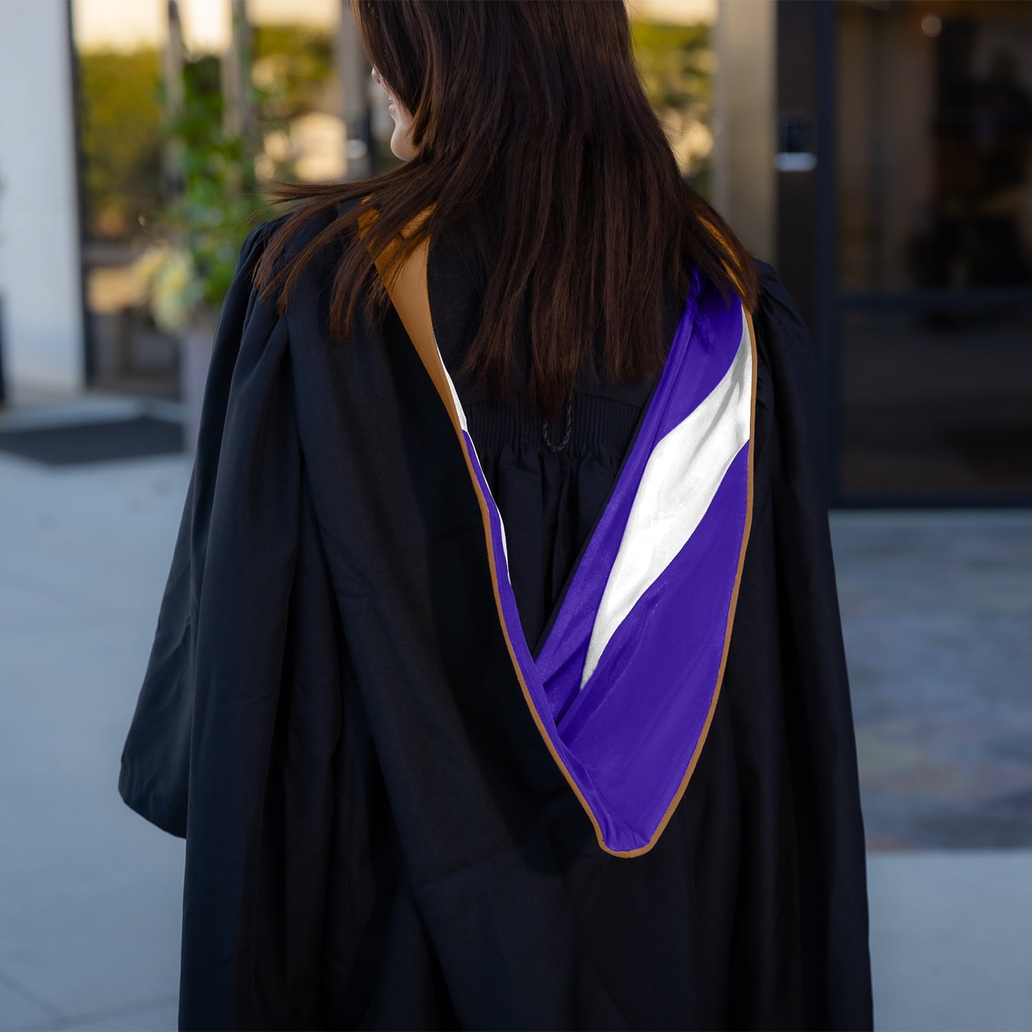 Masters Hood For Business, Accounting, Commerce, Industrial, Labor Relations - Drab/Purple/White - Endea Graduation