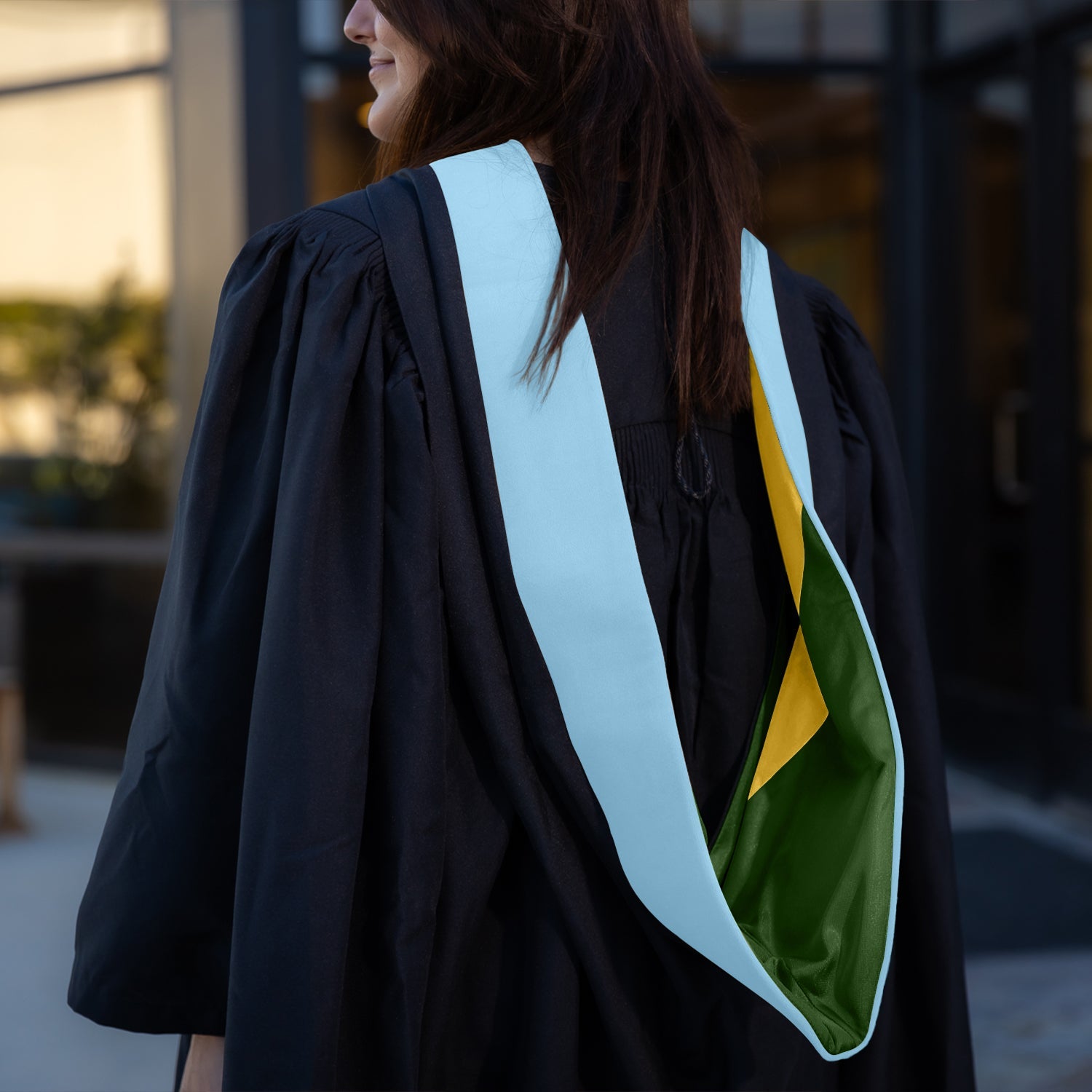 Masters Hood For Education, Counseling & Guidance, Arts in Education - Light Blue/Forest Green/Gold - Endea Graduation