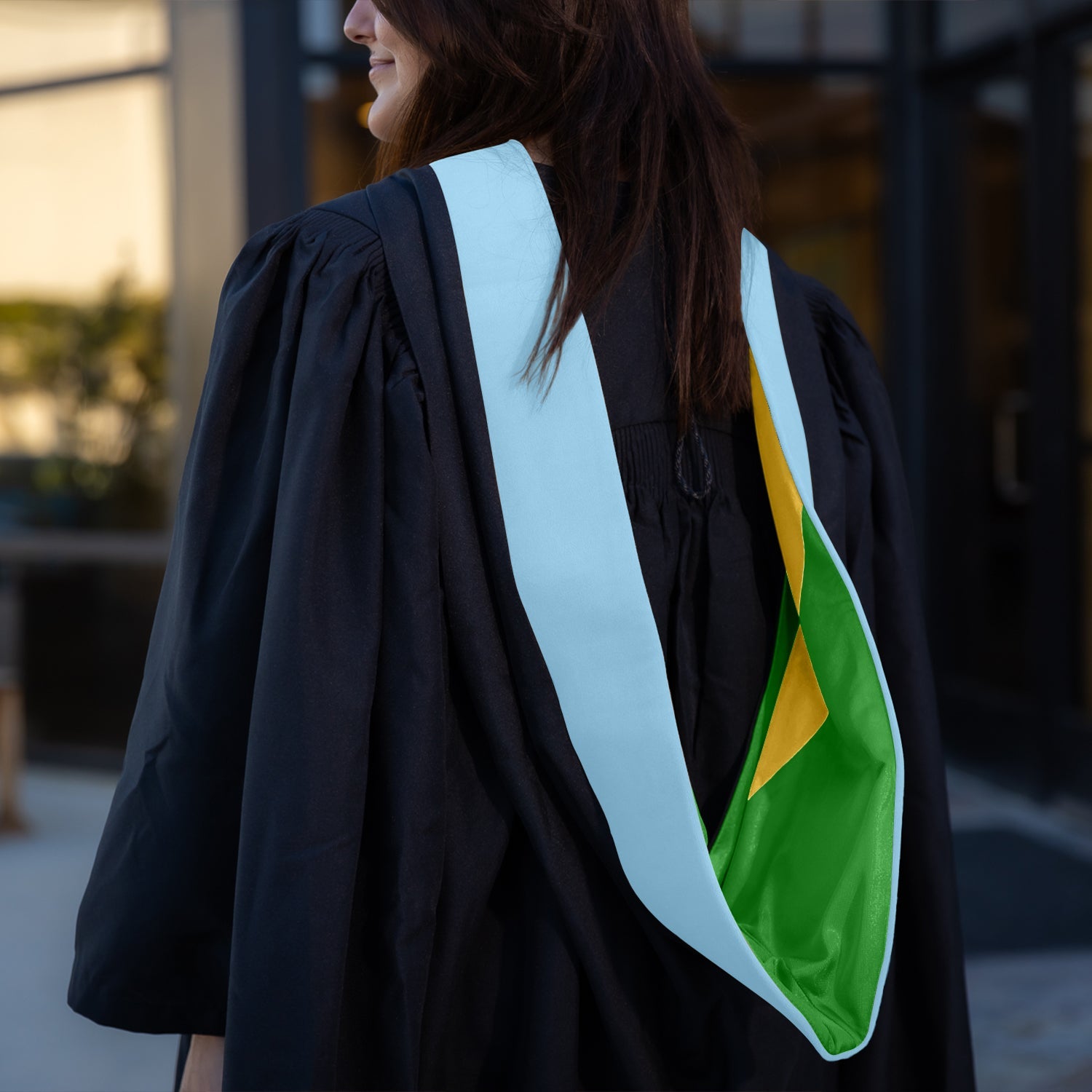 Masters Hood For Education, Counseling & Guidance, Arts in Education - Light Blue/Green/Gold - Endea Graduation