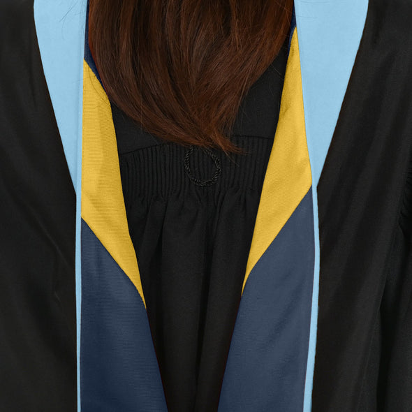 Masters Hood For Education, Counseling & Guidance, Arts in Education - Light Blue/Navy Blue/Gold - Endea Graduation