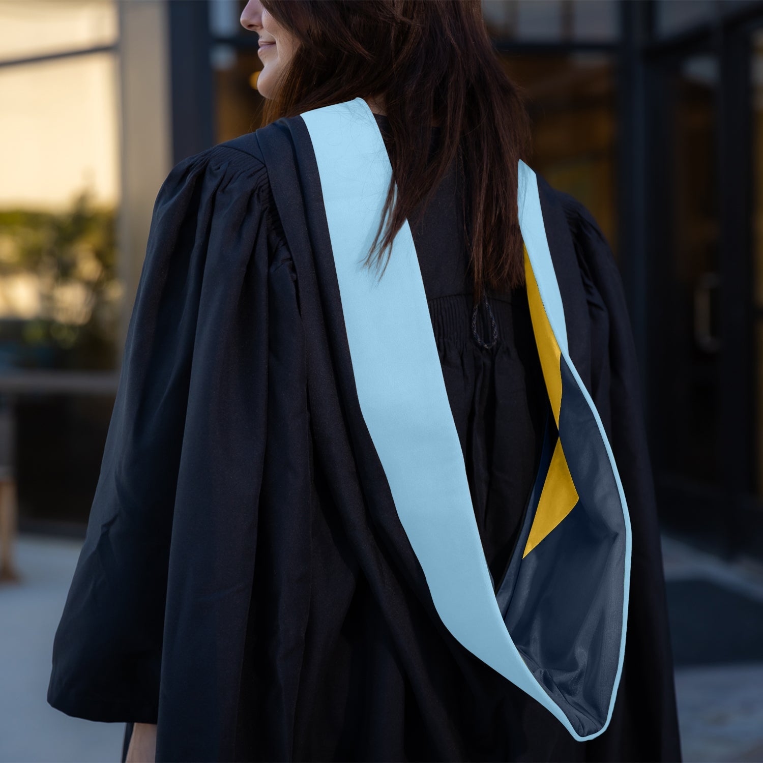 Masters Hood For Education, Counseling & Guidance, Arts in Education - Light Blue/Navy Blue/Gold - Endea Graduation