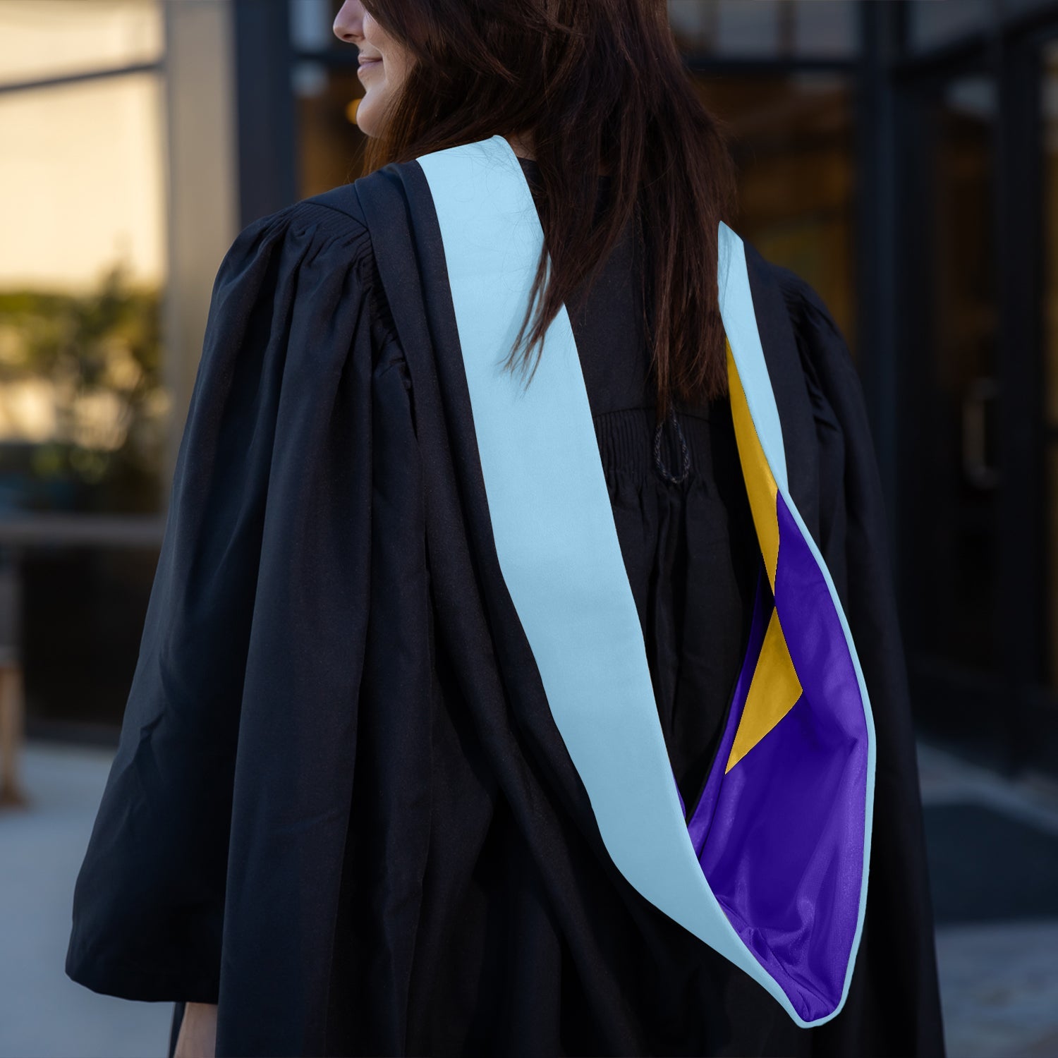 Masters Hood For Education, Counseling & Guidance, Arts in Education - Light Blue/Purple/Gold - Endea Graduation