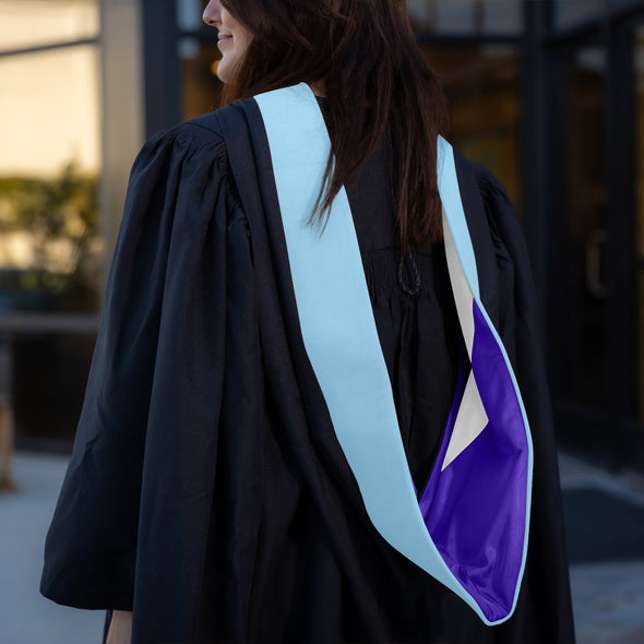 Masters Hood For Education, Counseling & Guidance, Arts in Education - Light Blue/Purple/White - Endea Graduation