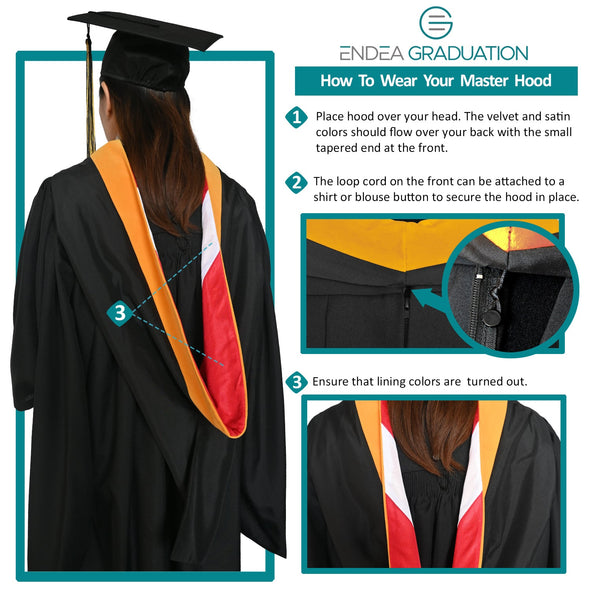 Masters Hood For Education, Counseling & Guidance, Arts in Education - Light Blue/Royal Blue/Cardinal - Endea Graduation