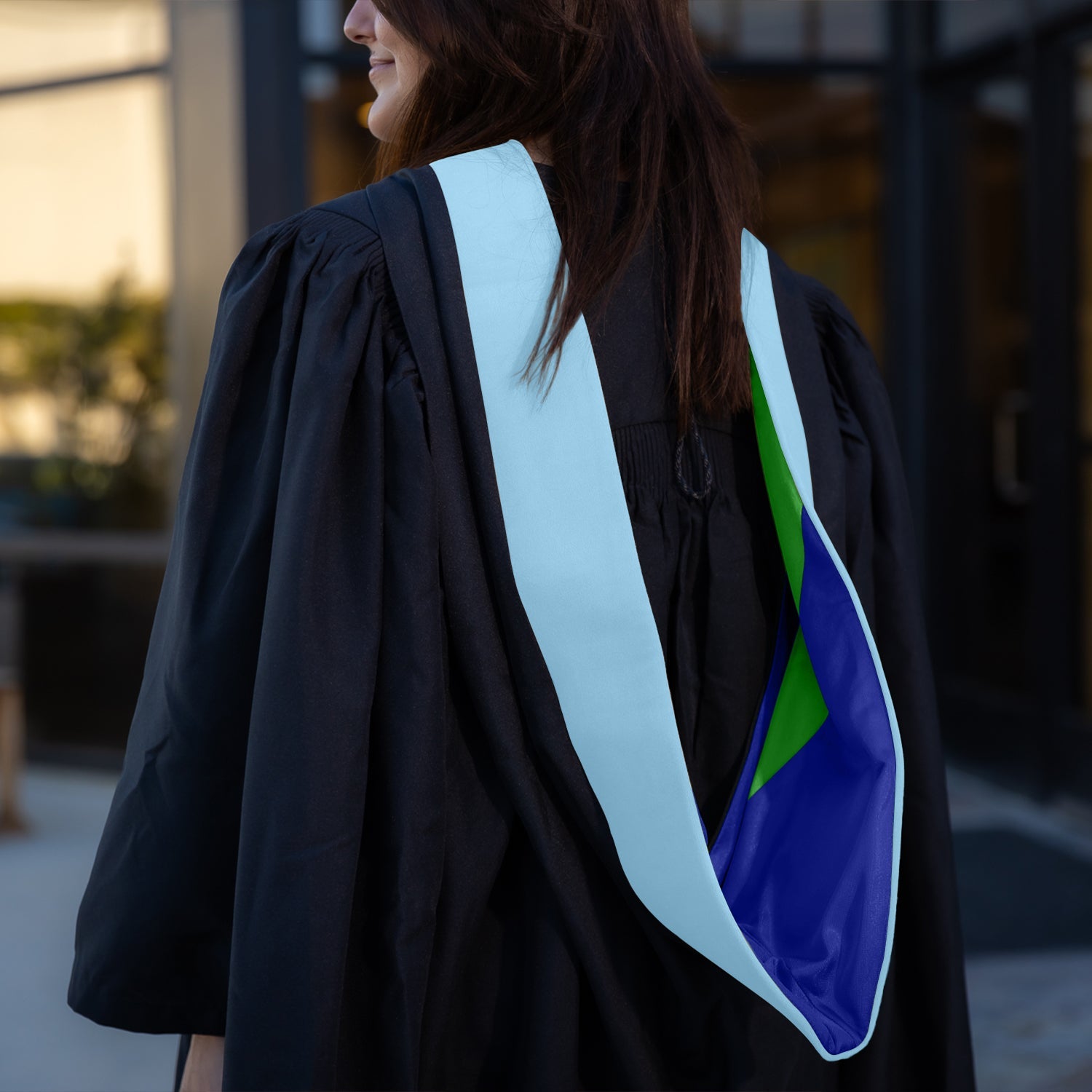 Masters Hood For Education, Counseling & Guidance, Arts in Education - Light Blue/Royal Blue/Green - Endea Graduation