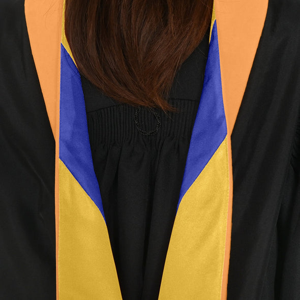 Masters Hood For Engineering, Civil Engineering - Orange/Gold/Royal Blue - Endea Graduation