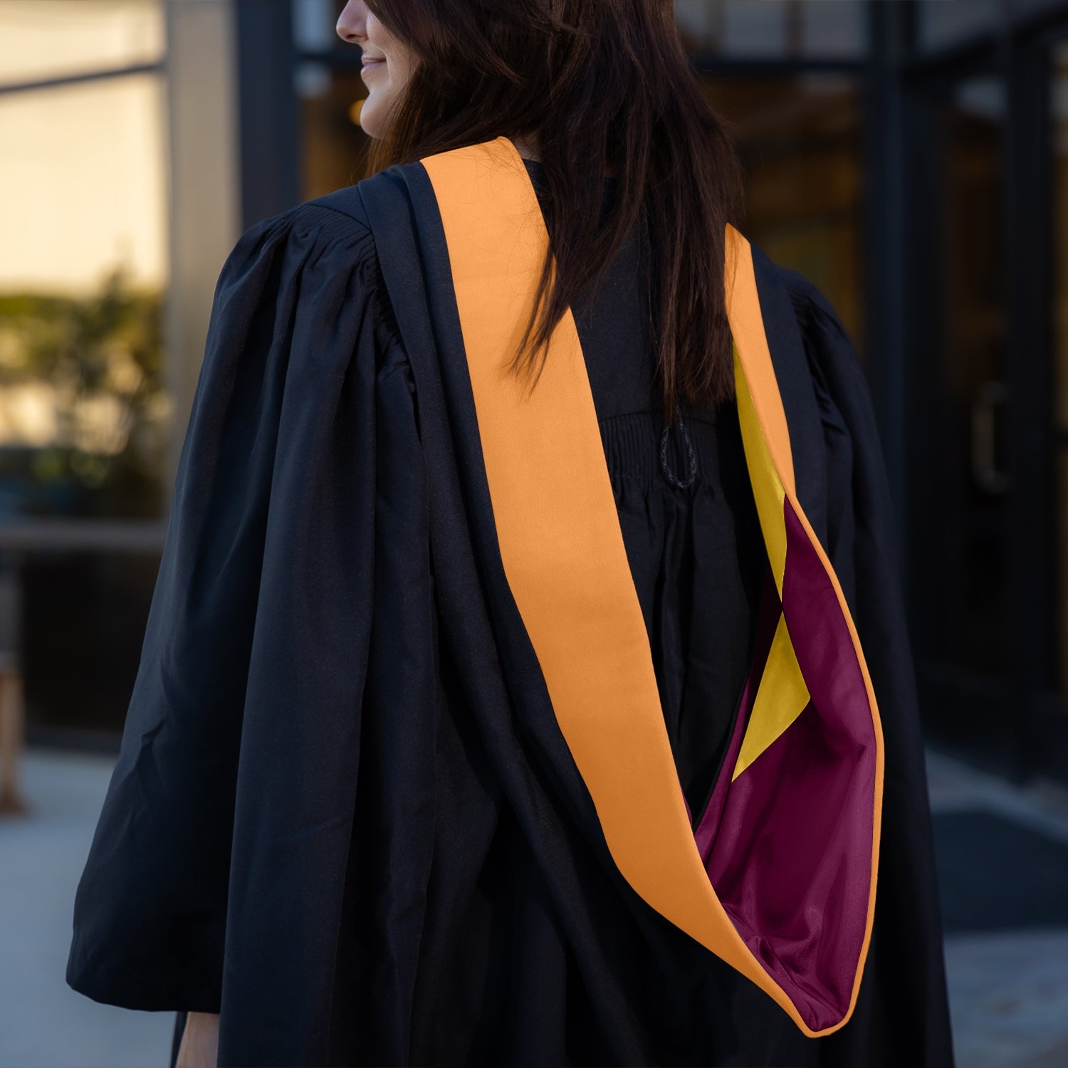 Masters Hood For Engineering, Civil Engineering - Orange/Maroon/Gold - Endea Graduation