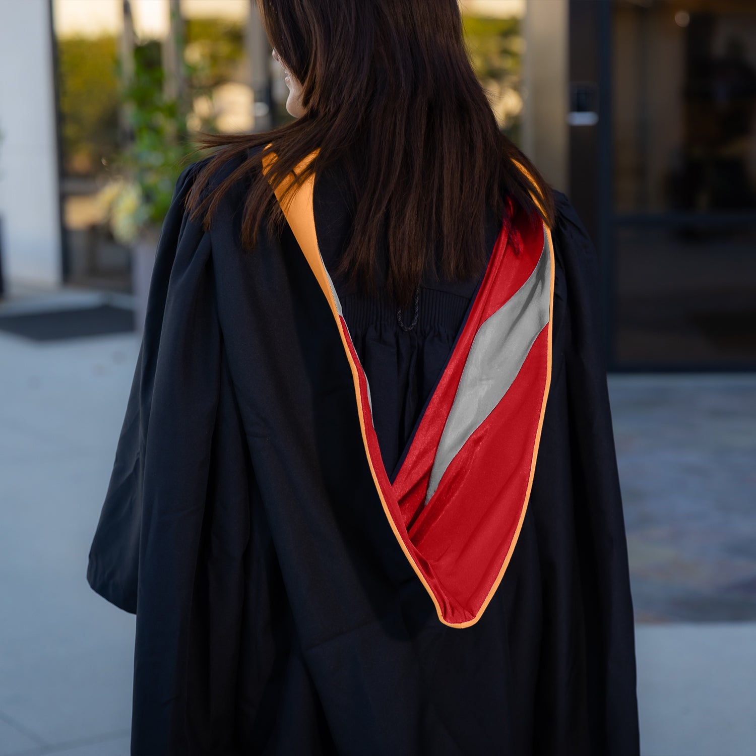 Masters Hood For Engineering, Civil Engineering - Orange/Red/Gray - Endea Graduation