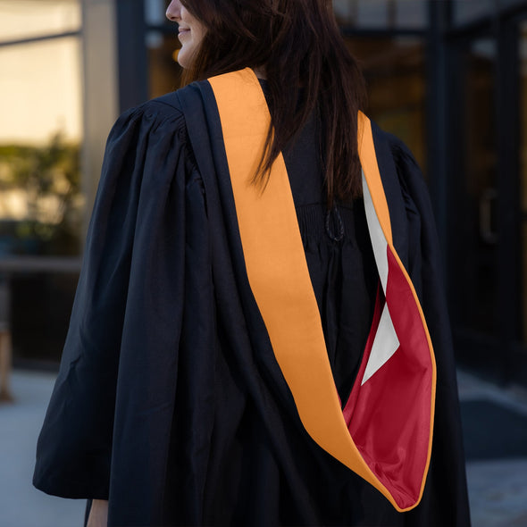 Masters Hood For Engineering, Civil Engineering - Orange/Red/White - Endea Graduation