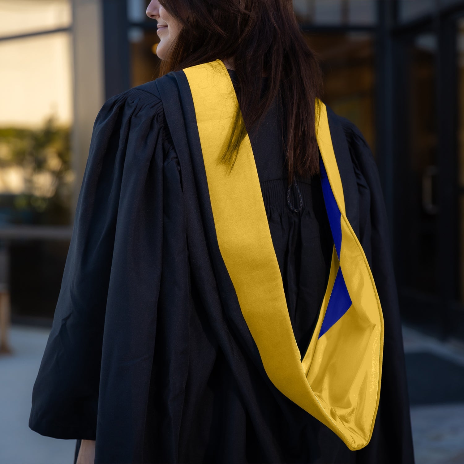 Masters Hood For Science, Mathematics, Political Science - Gold/Gold/Royal Blue - Endea Graduation