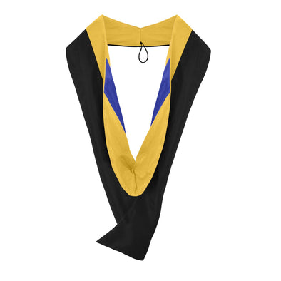 Masters Hood For Science, Mathematics, Political Science - Gold/Gold/Royal Blue - Endea Graduation