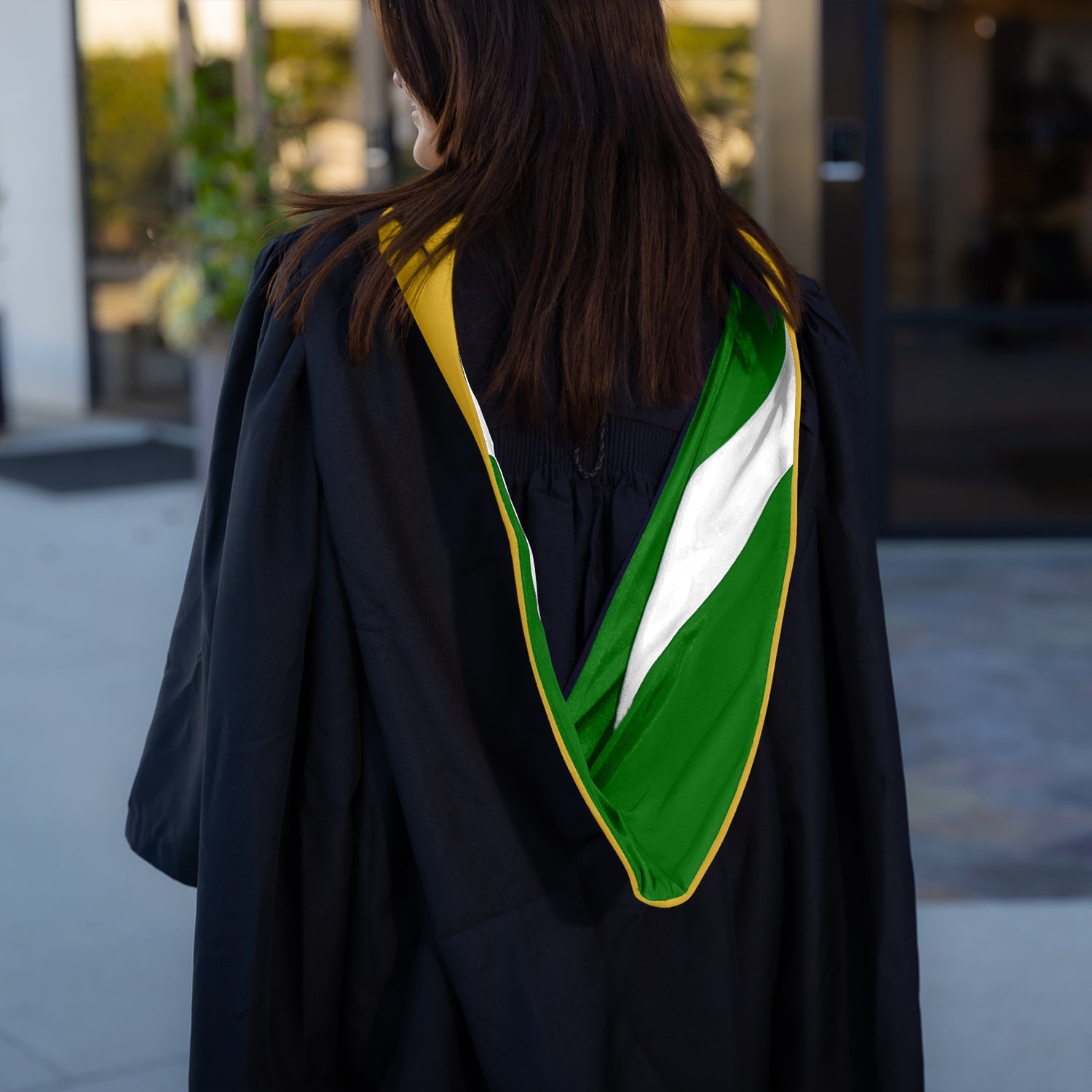 Masters Hood For Science, Mathematics, Political Science - Gold/Green/White - Endea Graduation