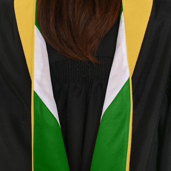 Masters Hood For Science, Mathematics, Political Science - Gold/Green/White - Endea Graduation