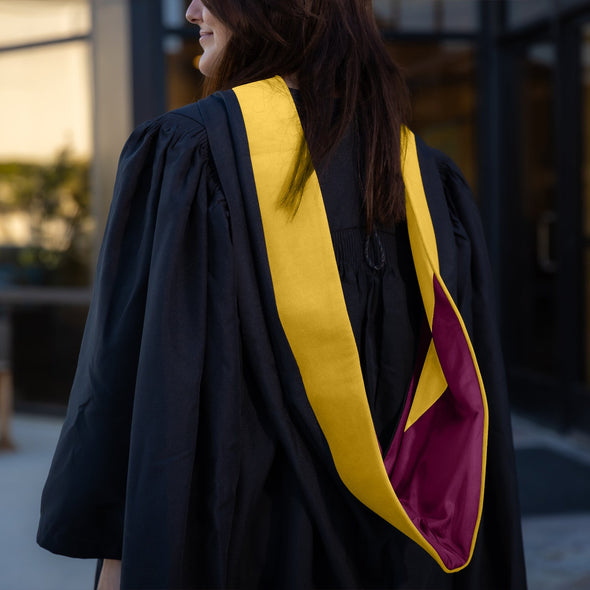 Masters Hood For Science, Mathematics, Political Science - Gold/Maroon/Gold - Endea Graduation