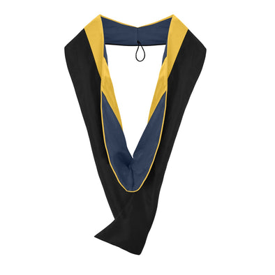 Masters Hood For Science, Mathematics, Political Science - Gold/Navy Blue/Gold - Endea Graduation