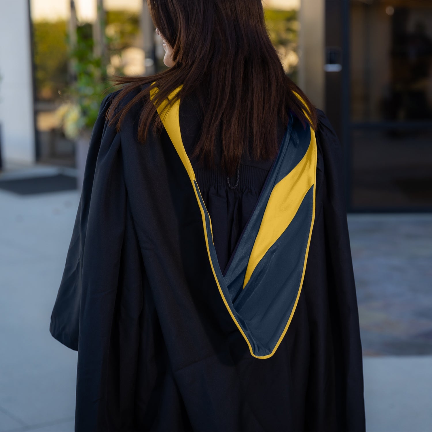 Masters Hood For Science, Mathematics, Political Science - Gold/Navy Blue/Gold - Endea Graduation