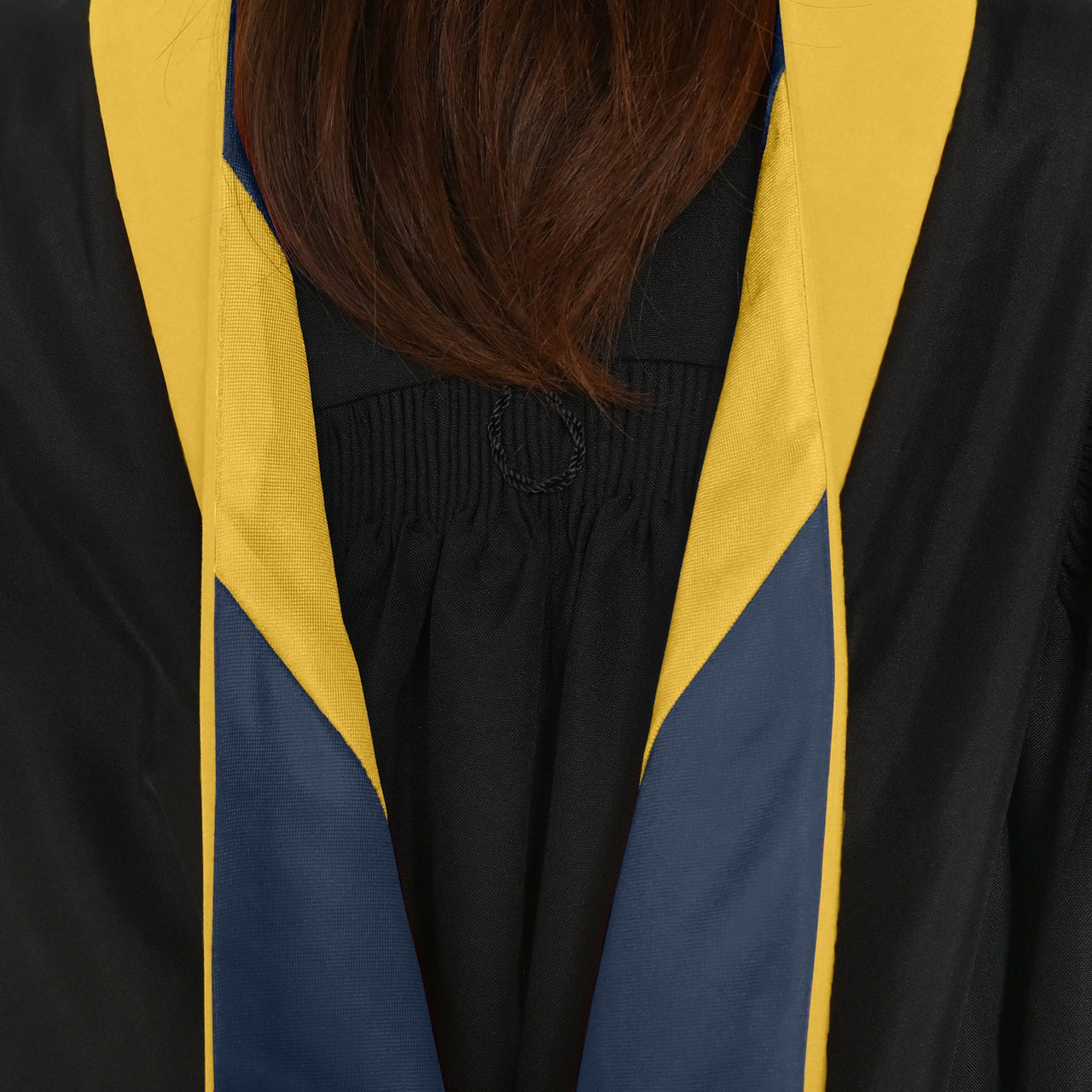 Masters Hood For Science, Mathematics, Political Science - Gold/Navy Blue/Gold - Endea Graduation