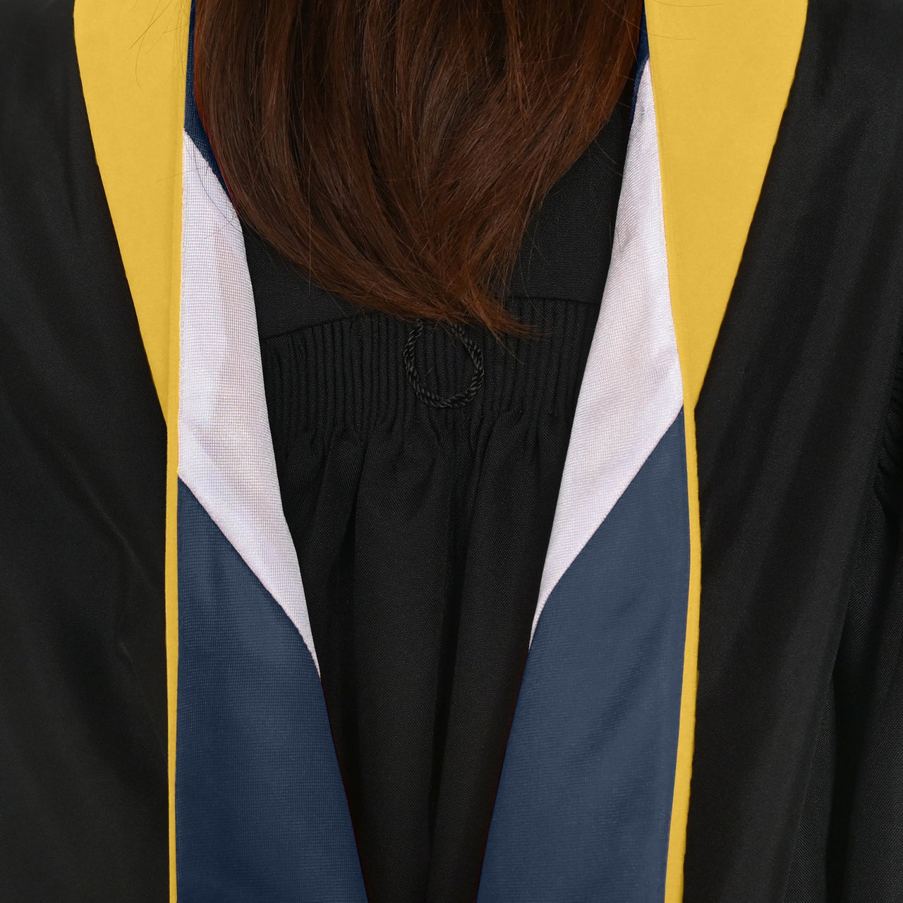 Masters Hood For Science, Mathematics, Political Science - Gold/Navy Blue/White - Endea Graduation