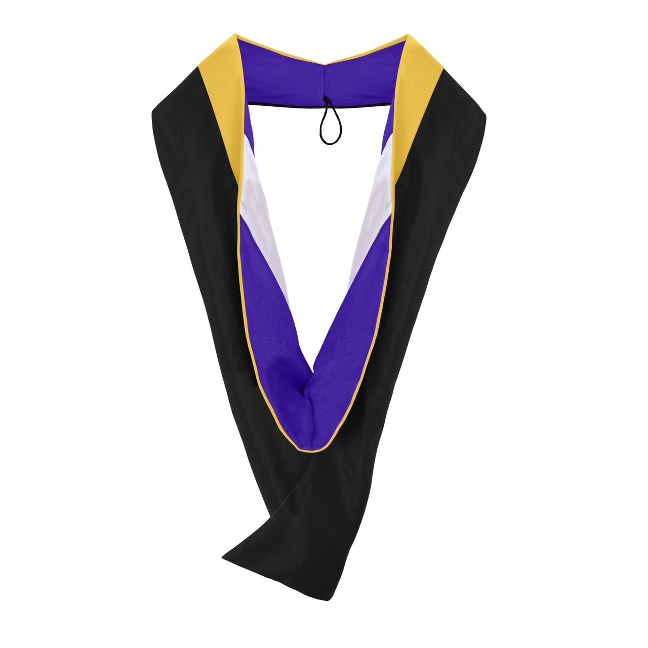 Masters Hood For Science, Mathematics, Political Science - Gold/Purple/White - Endea Graduation