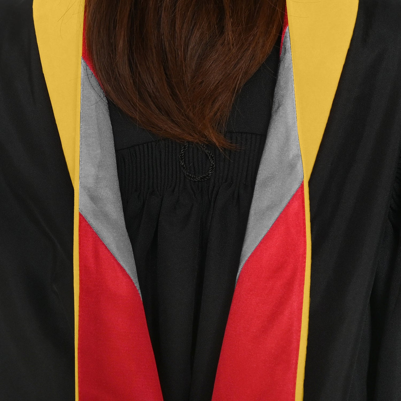 Masters Hood For Science, Mathematics, Political Science - Gold/Red/Gray - Endea Graduation