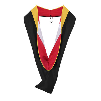 Masters Hood For Science, Mathematics, Political Science - Gold/Red/White - Endea Graduation