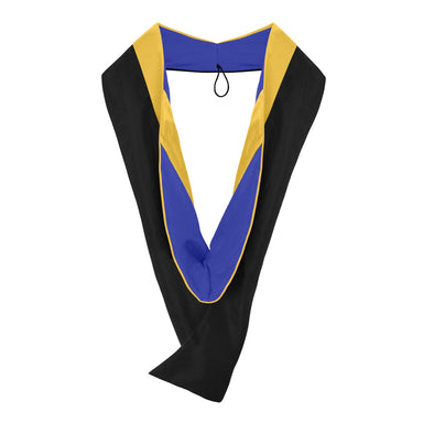 Masters Hood For Science, Mathematics, Political Science - Gold/Royal Blue/Gold - Endea Graduation
