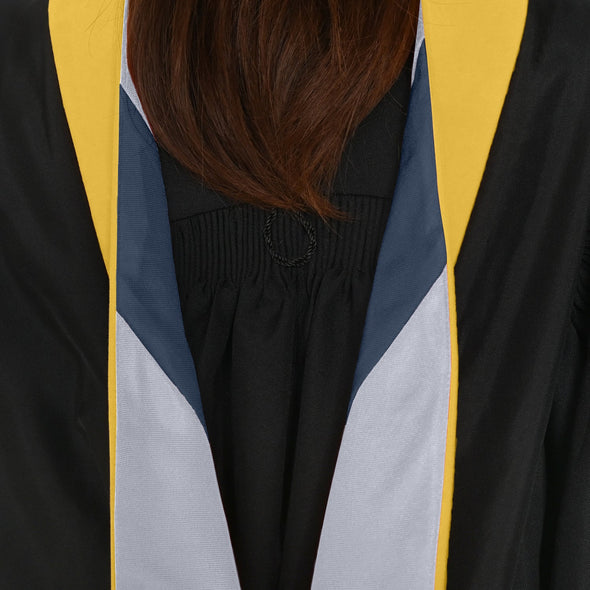 Masters Hood For Science, Mathematics, Political Science - Gold/Silver/Navy Blue - Endea Graduation