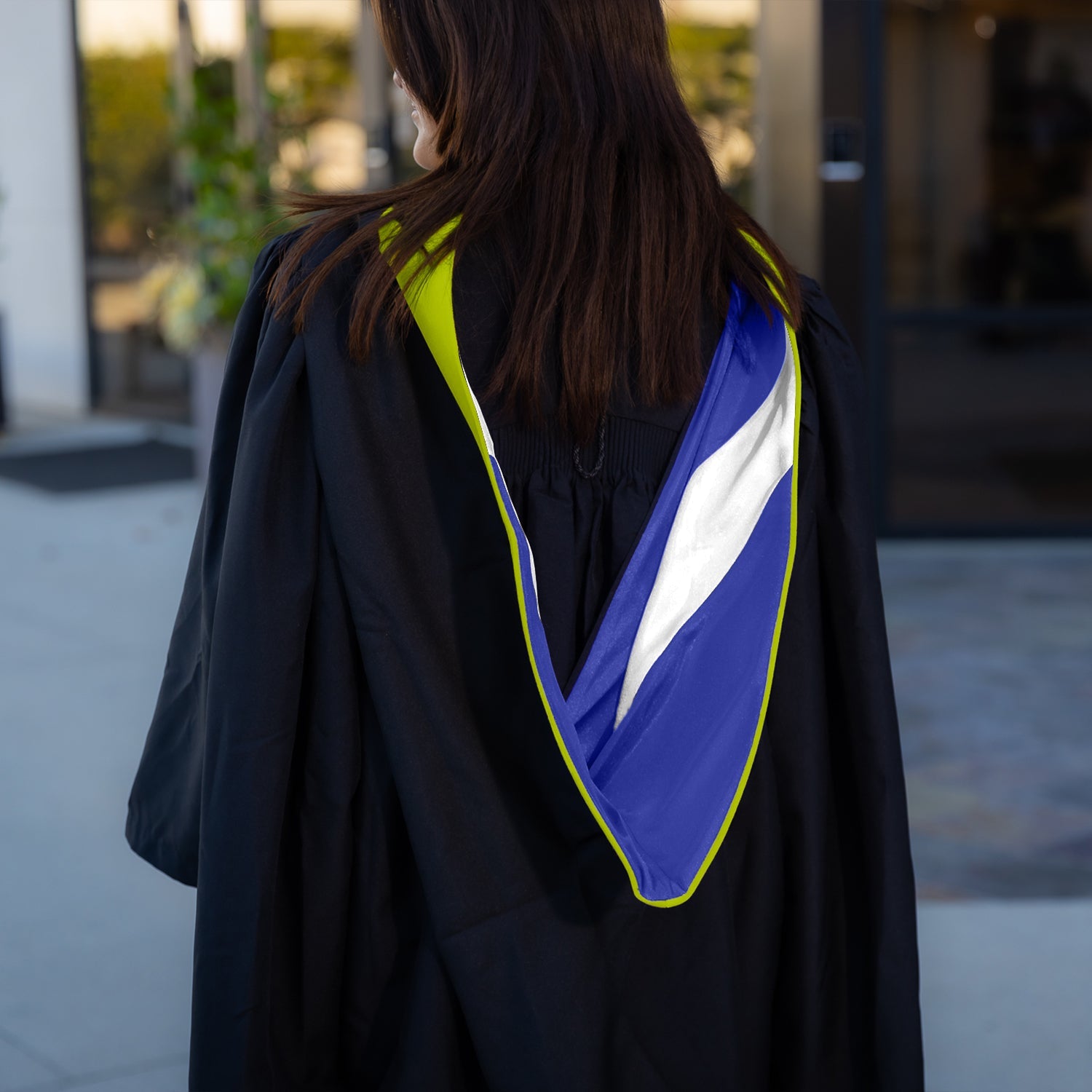 Masters Hood For Social Work, Social Science, Social Service - Citron/Royal Blue/White - Endea Graduation