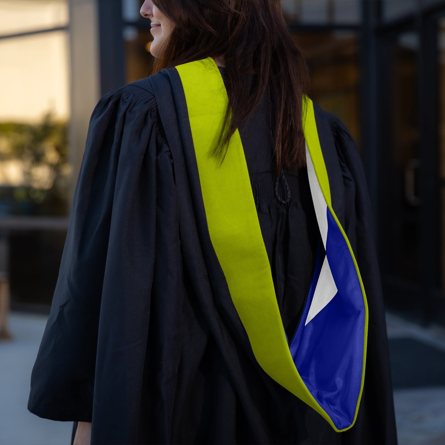 Masters Hood For Social Work, Social Science, Social Service - Citron/Royal Blue/White - Endea Graduation