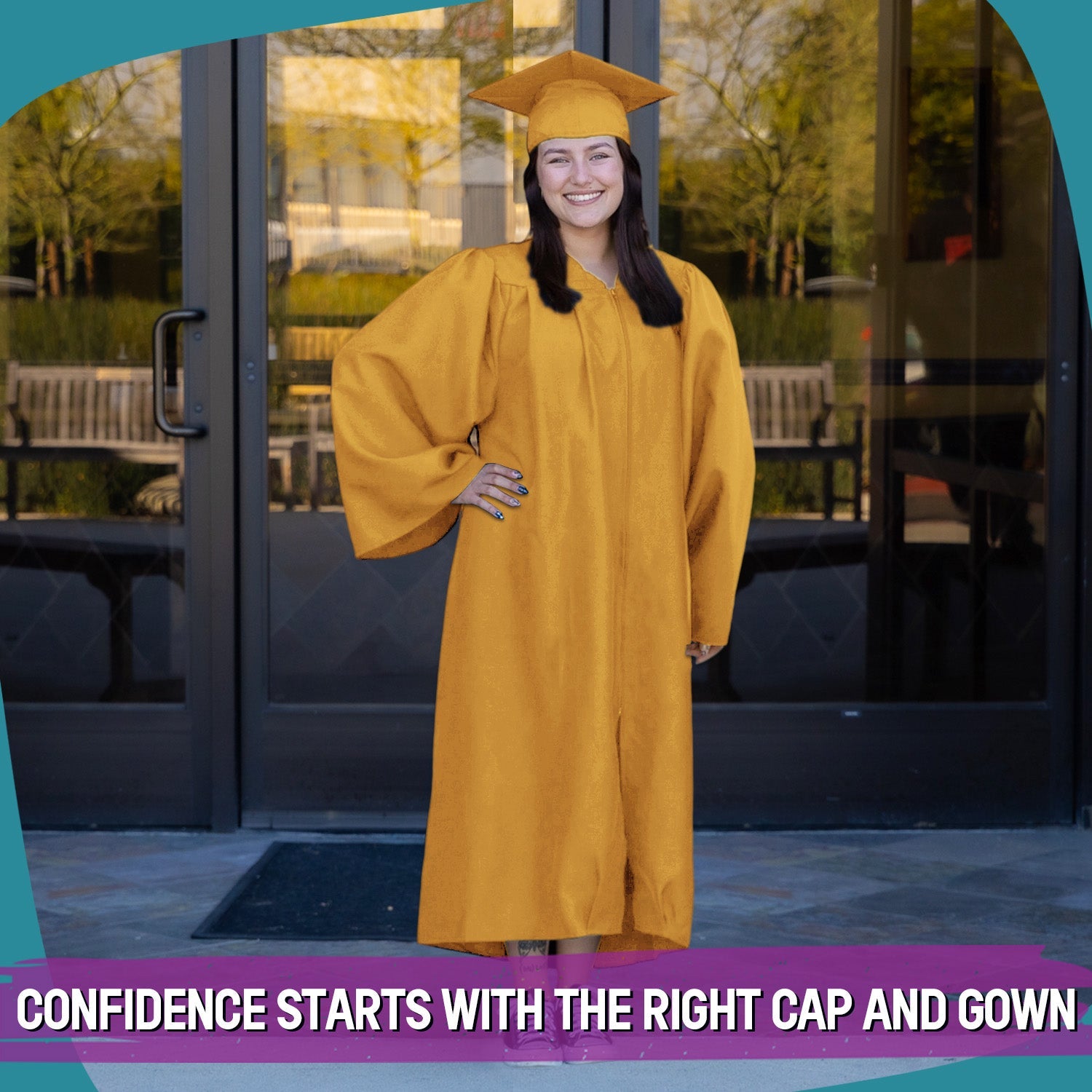 Matte Gold Graduation Gown & Cap - Endea Graduation