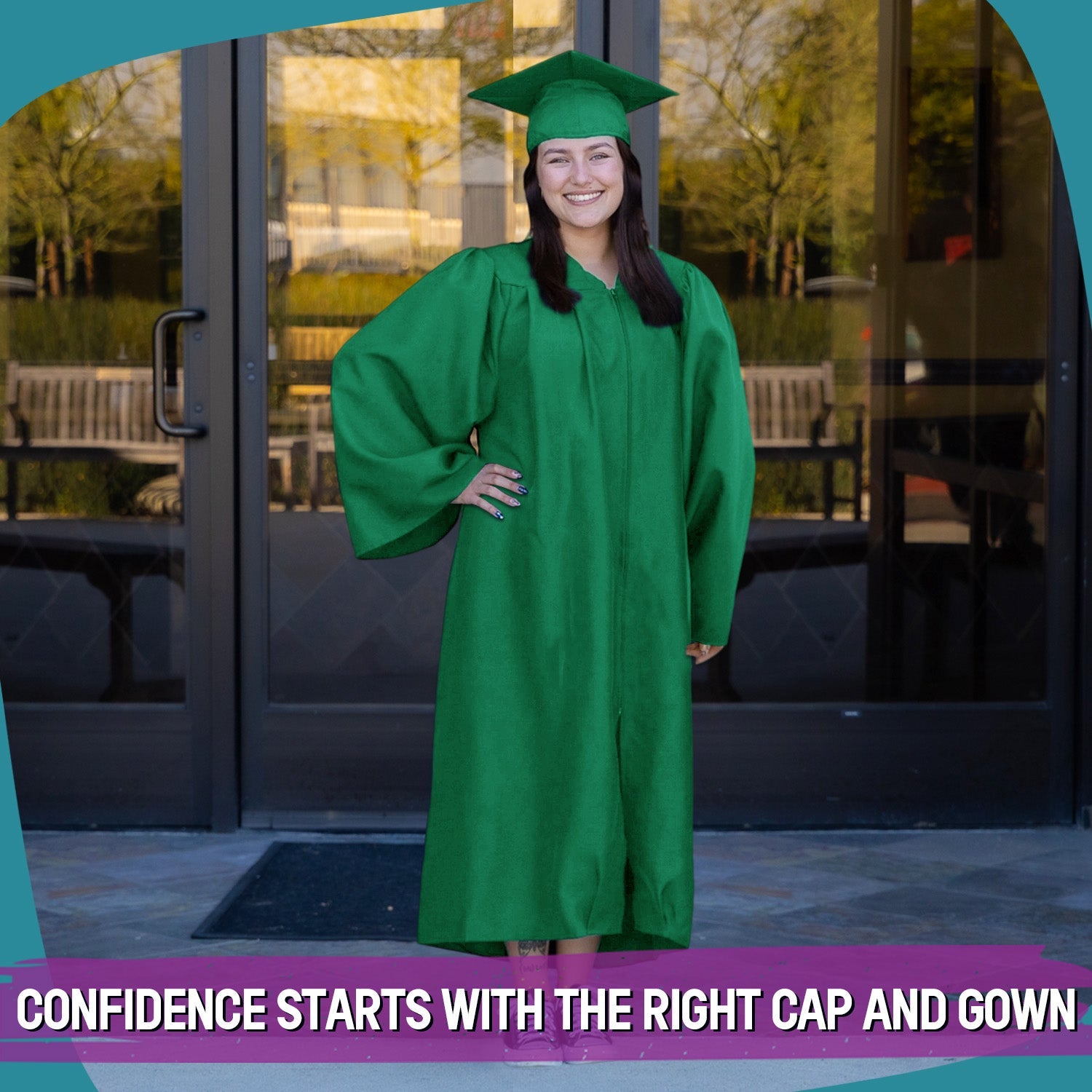 Matte Green Graduation Gown & Cap - Endea Graduation