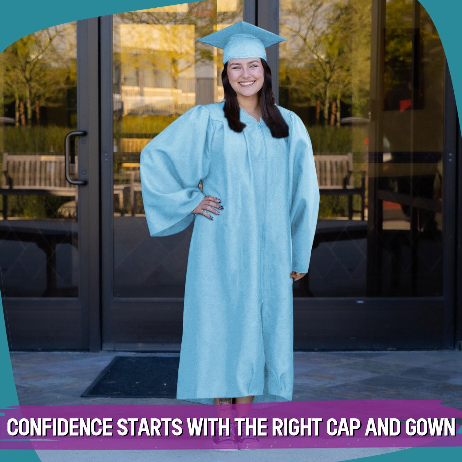 Matte Light Blue Graduation Gown & Cap - Endea Graduation