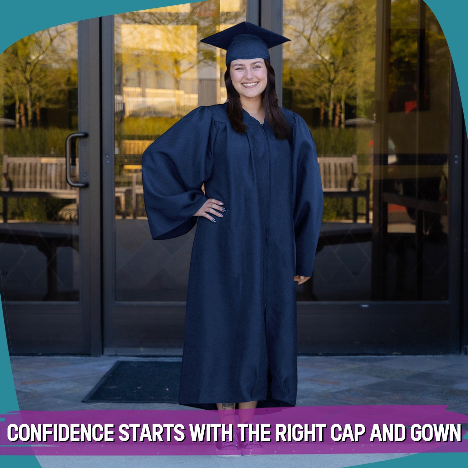 Endea Graduation Matte Navy Blue Graduation Gown Cap