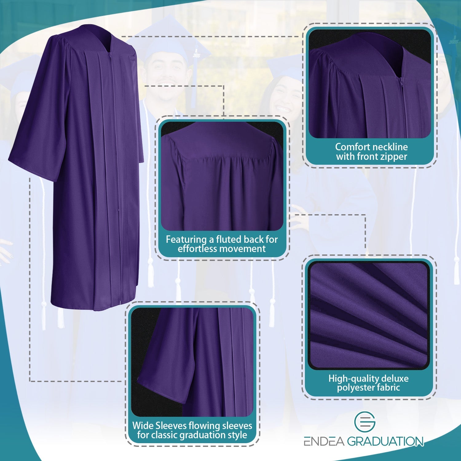 Matte Purple Graduation Gown - Endea Graduation