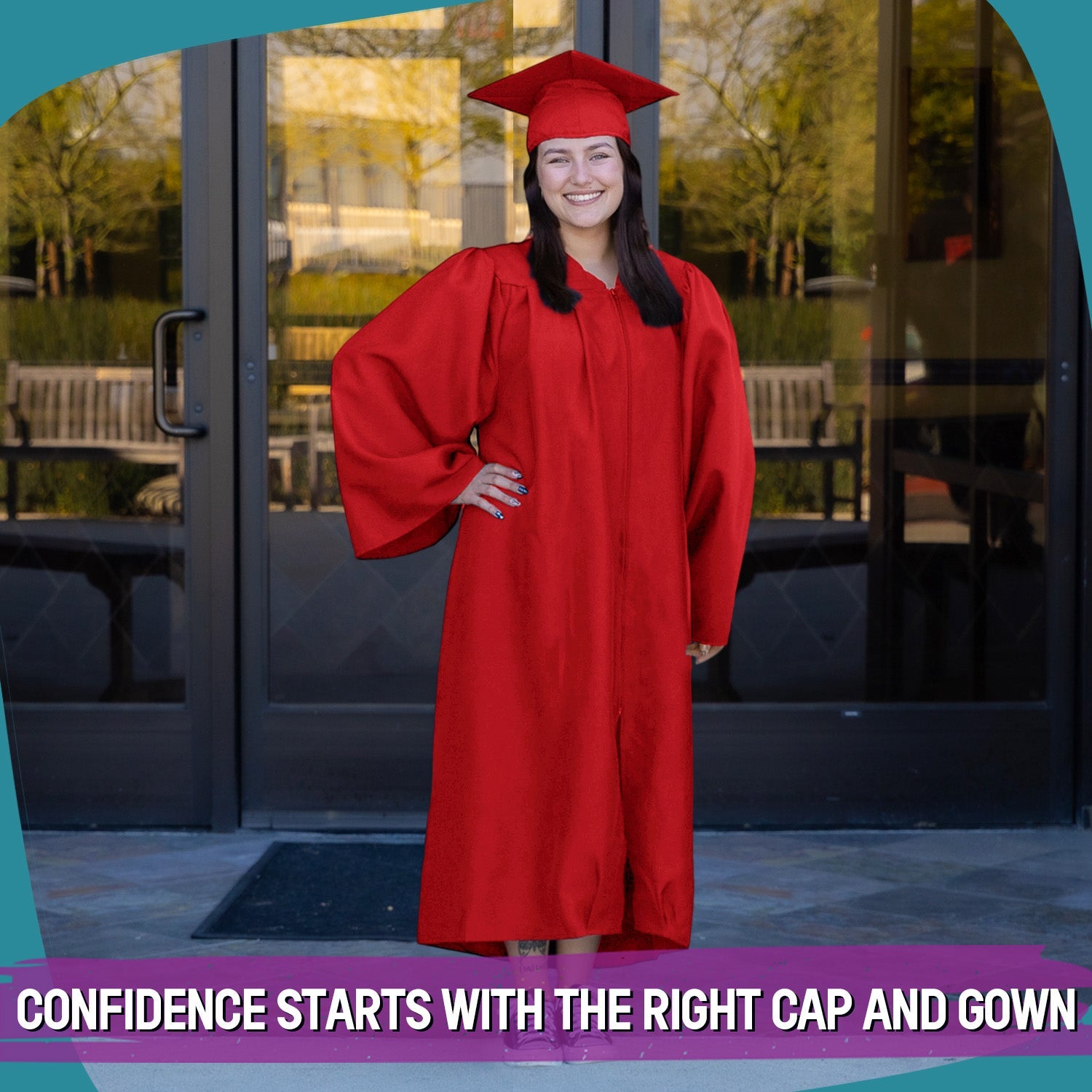 Matte Red Graduation Gown & Cap Matte Red Graduation Gown & Cap