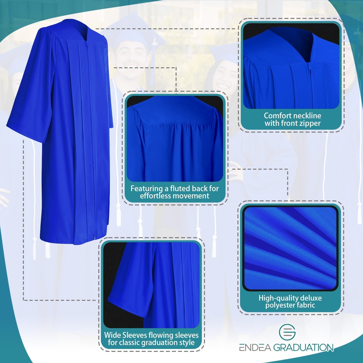 Matte Royal Blue Graduation Gown - Endea Graduation