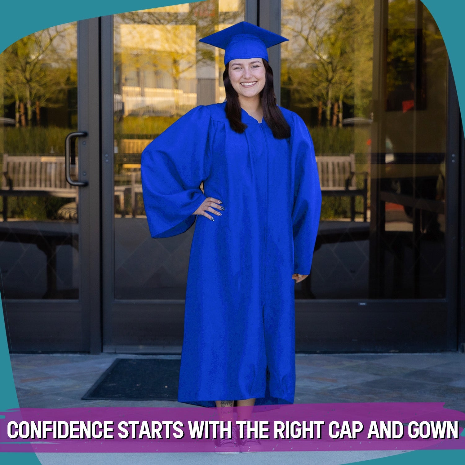 Matte Royal Blue Graduation Gown & Cap - Endea Graduation