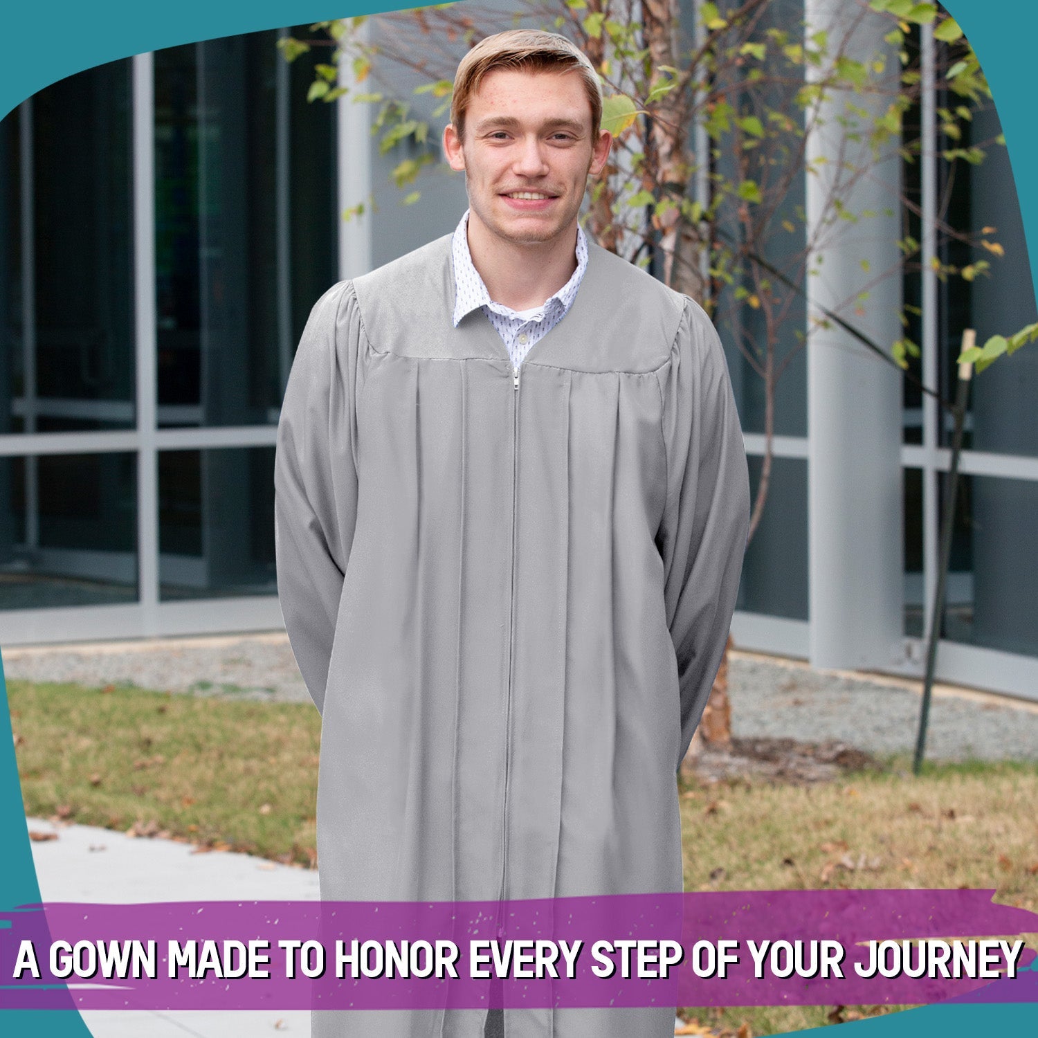 Matte Silver Graduation Gown - Endea Graduation