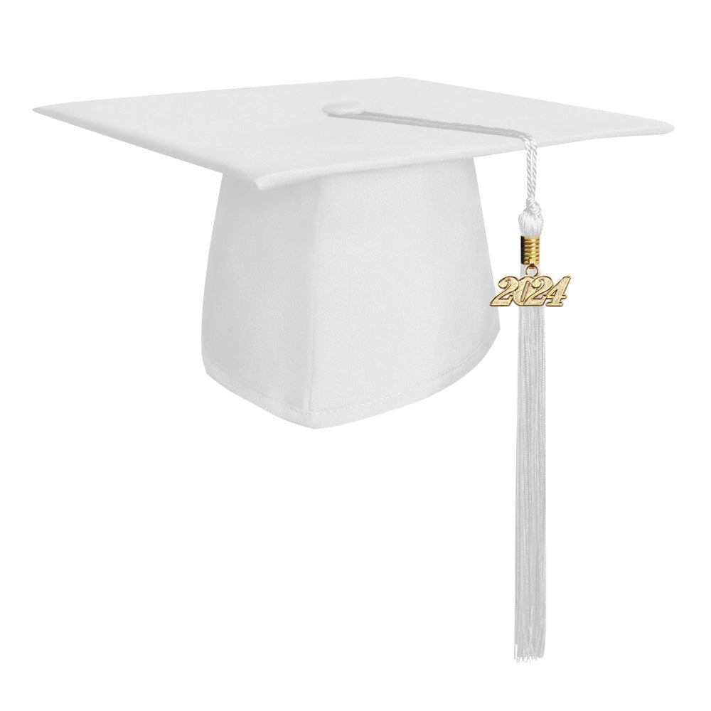 Matte White Graduation Cap & Tassel - Endea Graduation