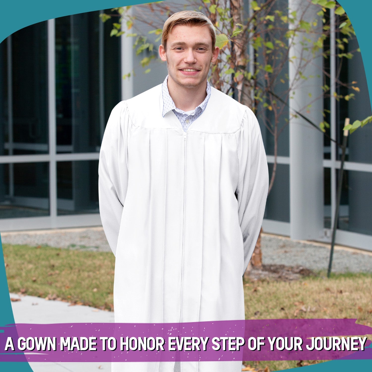 Matte White Graduation Gown - Endea Graduation