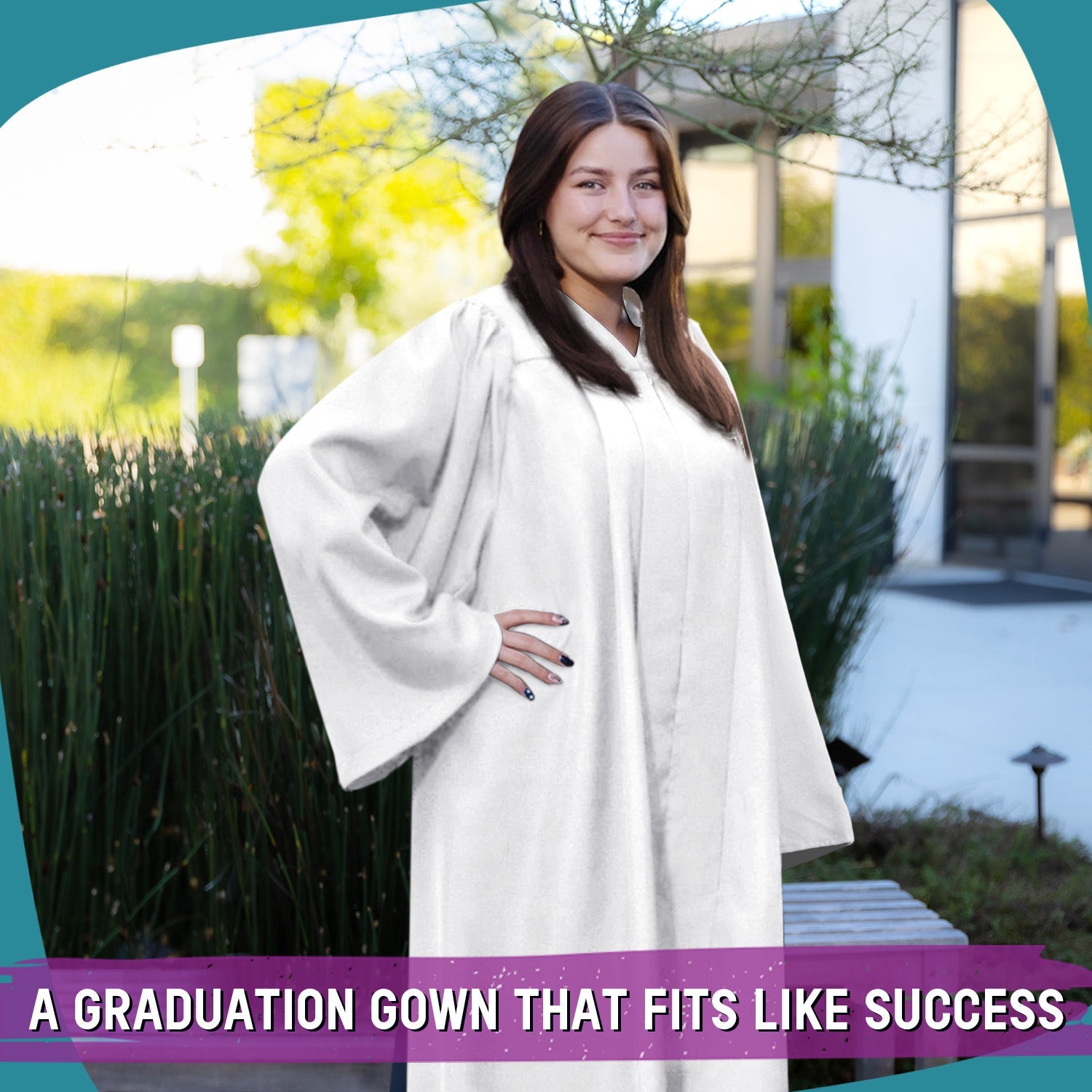 Matte White Graduation Gown - Endea Graduation