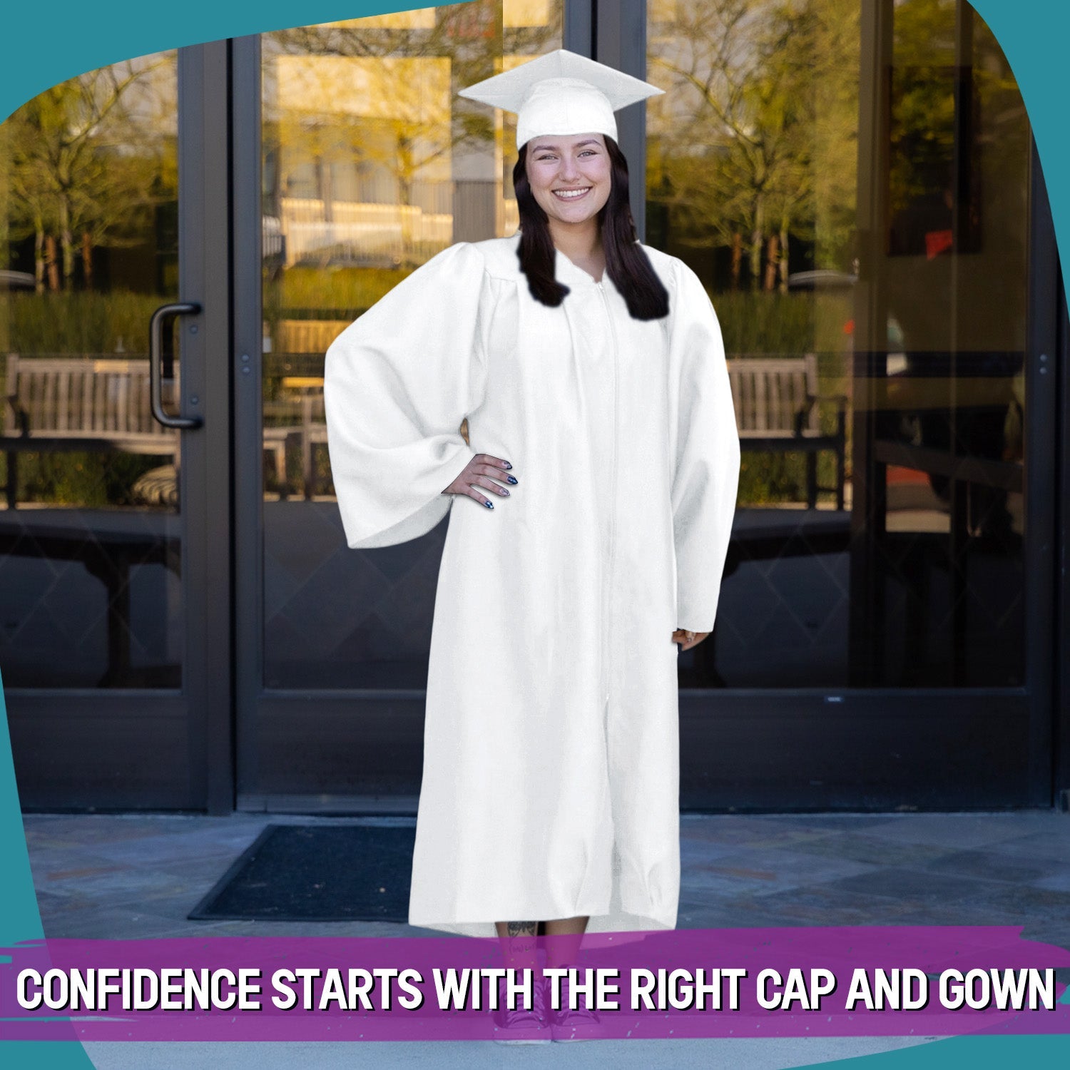 Endea Graduation Matte White Graduation Gown Cap Endea Graduation Matte White Graduation Gown Cap