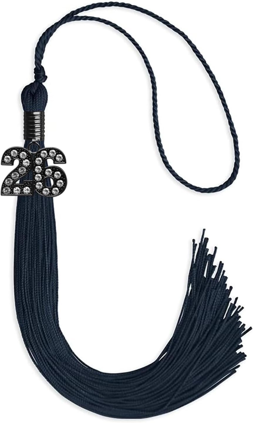 Navy Blue Graduation Tassel with Black Date Drop - Endea Graduation