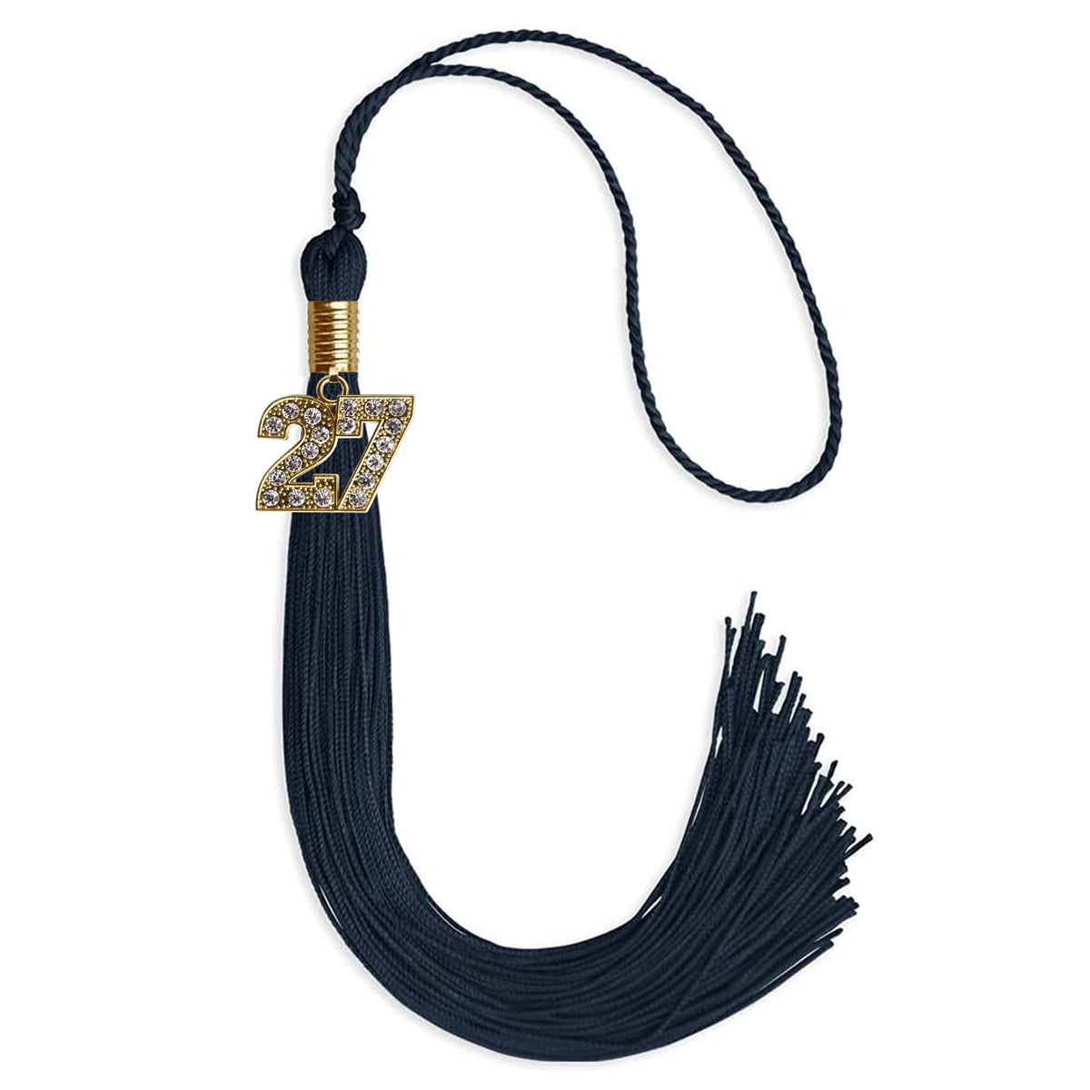 Navy Blue Graduation Tassel with Gold Bling Charm - Endea Graduation