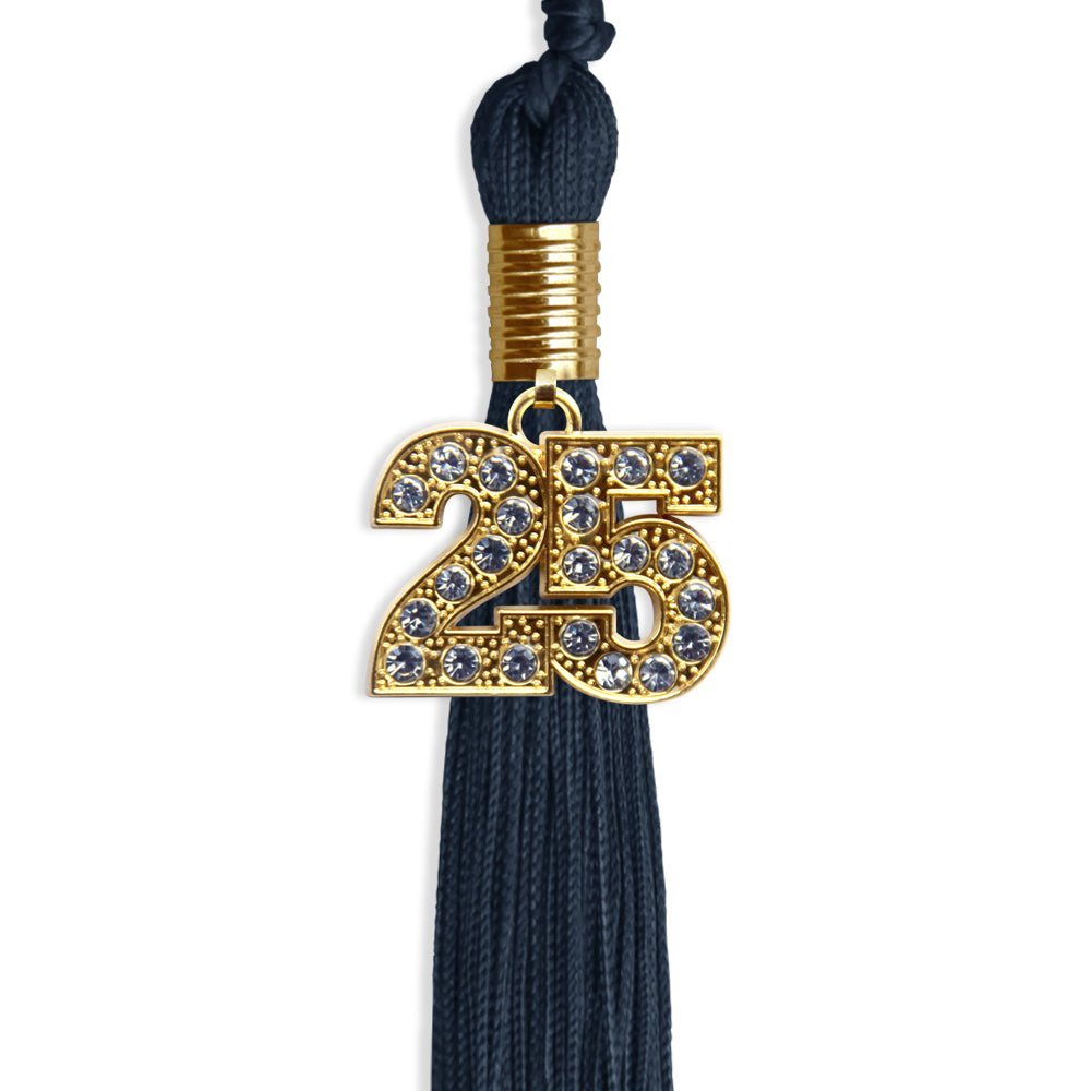Navy Blue Graduation Tassel with Gold Bling Charm - Endea Graduation