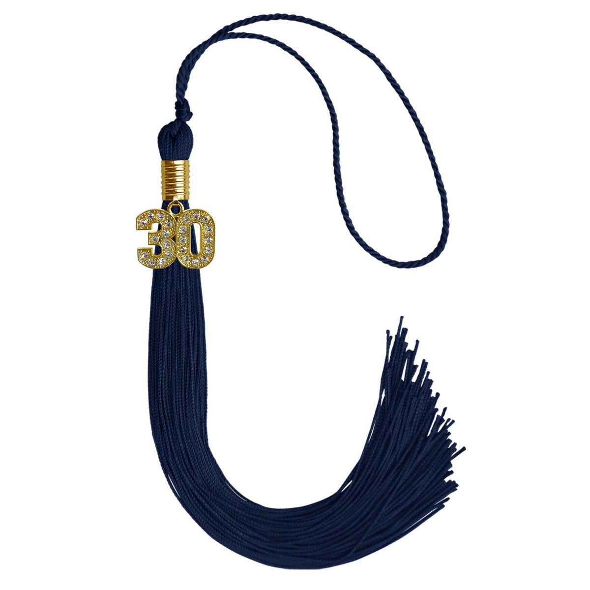 Navy Blue Graduation Tassel with Gold Bling Charm - Endea Graduation