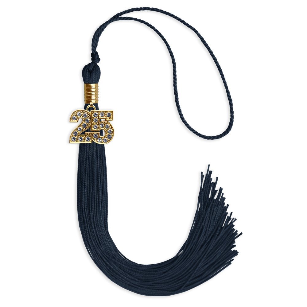 Navy Blue Graduation Tassel with Gold Bling Charm - Endea Graduation