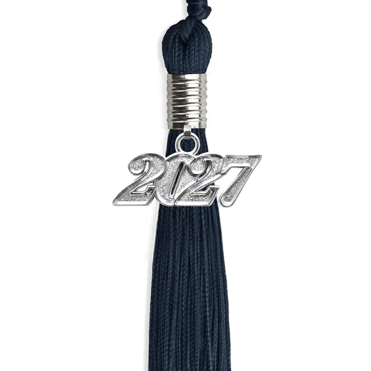 Navy Blue Graduation Tassel with Silver Date Drop by Endea Graduation